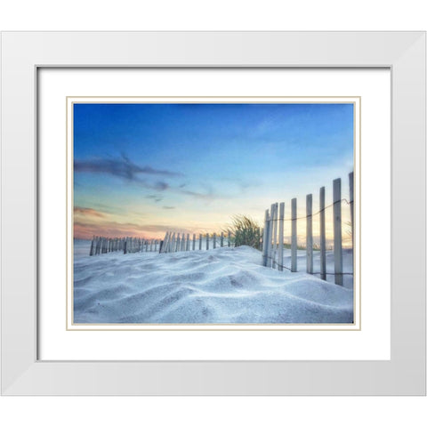Fenced Sunset White Modern Wood Framed Art Print with Double Matting by Rowland, Joseph