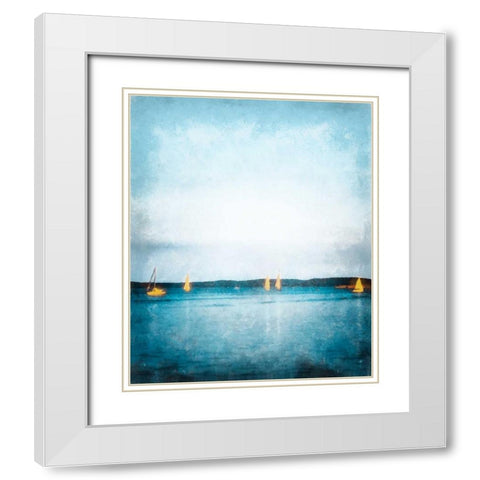 Seaview Painted Sailboats White Modern Wood Framed Art Print with Double Matting by Rowland, Joseph