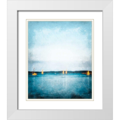 Seaview Painted Sailboats White Modern Wood Framed Art Print with Double Matting by Rowland, Joseph