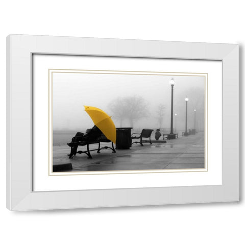 Sitting In The Rain White Modern Wood Framed Art Print with Double Matting by De Carvalho, Sandro
