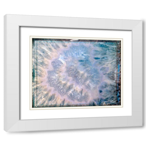 Blue Hue Minerals White Modern Wood Framed Art Print with Double Matting by De Carvalho, Sandro