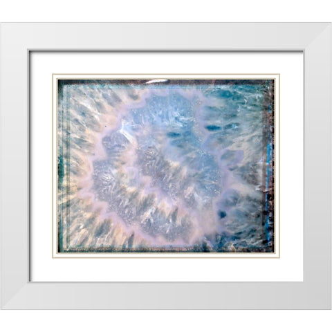 Blue Hue Minerals White Modern Wood Framed Art Print with Double Matting by De Carvalho, Sandro