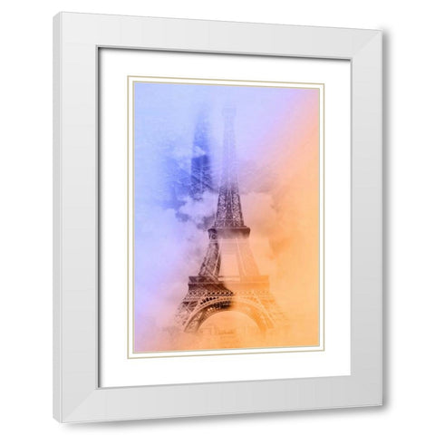 Eiffel 3 White Modern Wood Framed Art Print with Double Matting by De Carvalho, Sandro