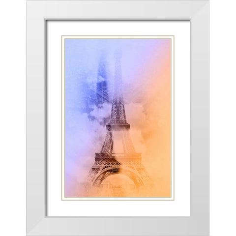 Eiffel 3 White Modern Wood Framed Art Print with Double Matting by De Carvalho, Sandro