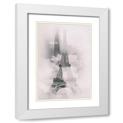Eiffel 4 White Modern Wood Framed Art Print with Double Matting by De Carvalho, Sandro