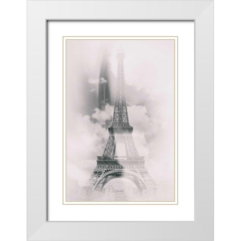 Eiffel 4 White Modern Wood Framed Art Print with Double Matting by De Carvalho, Sandro