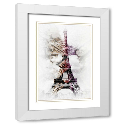 Eiffel 8 White Modern Wood Framed Art Print with Double Matting by De Carvalho, Sandro