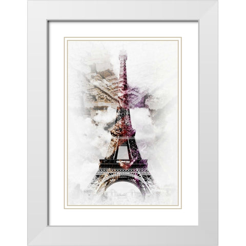 Eiffel 8 White Modern Wood Framed Art Print with Double Matting by De Carvalho, Sandro