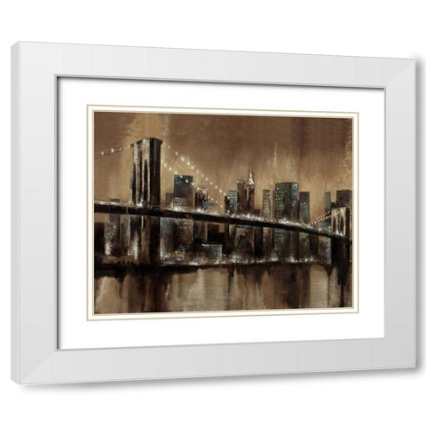 Brooklyn After Dark White Modern Wood Framed Art Print with Double Matting by Sunny
