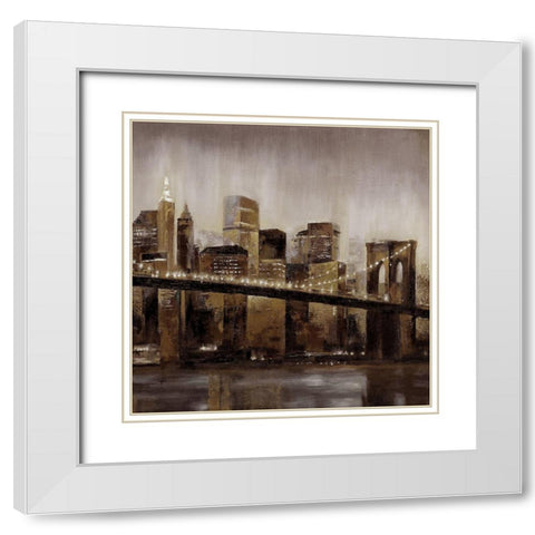 Brooklyn Nights 1 White Modern Wood Framed Art Print with Double Matting by Sunny
