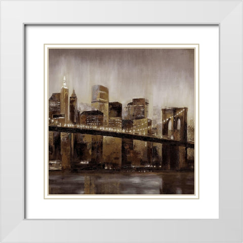 Brooklyn Nights 1 White Modern Wood Framed Art Print with Double Matting by Sunny