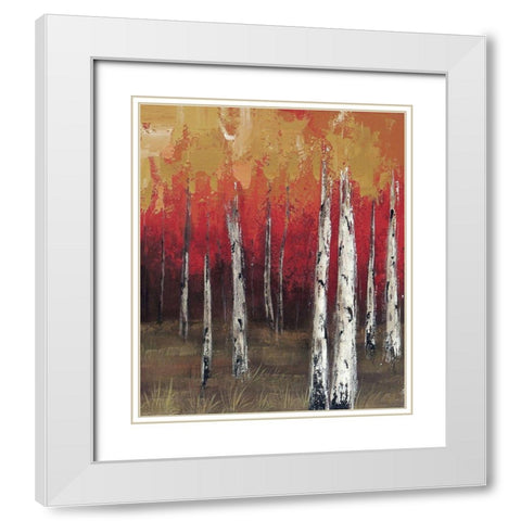 Forest Red 2 White Modern Wood Framed Art Print with Double Matting by Sunny