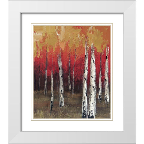 Forest Red 2 White Modern Wood Framed Art Print with Double Matting by Sunny