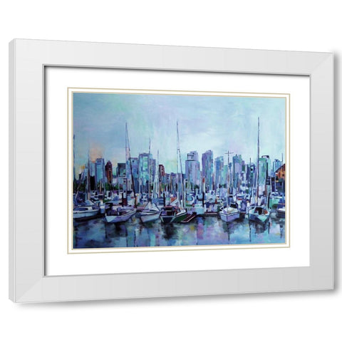 Harbour Views White Modern Wood Framed Art Print with Double Matting by Ghanooni, Sarah