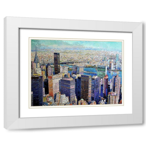 View of New York City White Modern Wood Framed Art Print with Double Matting by Ghanooni, Sarah