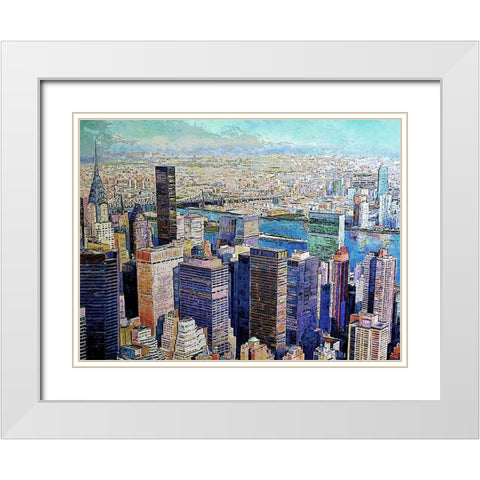 View of New York City White Modern Wood Framed Art Print with Double Matting by Ghanooni, Sarah