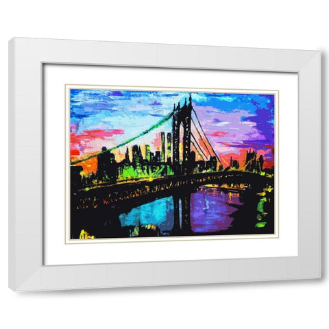 Brooklyn Bridge Sky White Modern Wood Framed Art Print with Double Matting by Ghanooni, Sarah