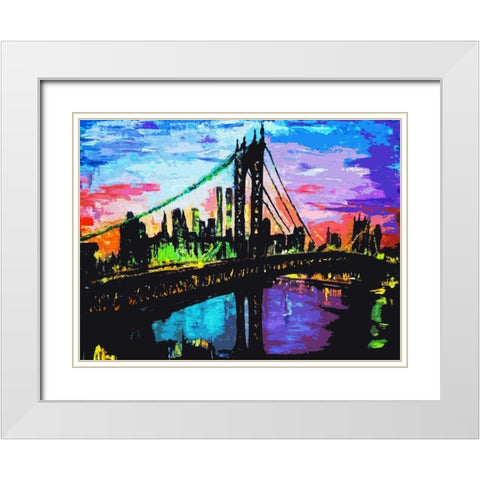 Brooklyn Bridge Sky White Modern Wood Framed Art Print with Double Matting by Ghanooni, Sarah