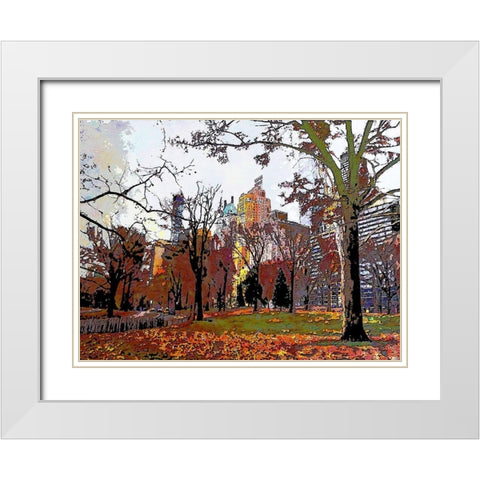 Urban Autumn White Modern Wood Framed Art Print with Double Matting by Ghanooni, Sarah