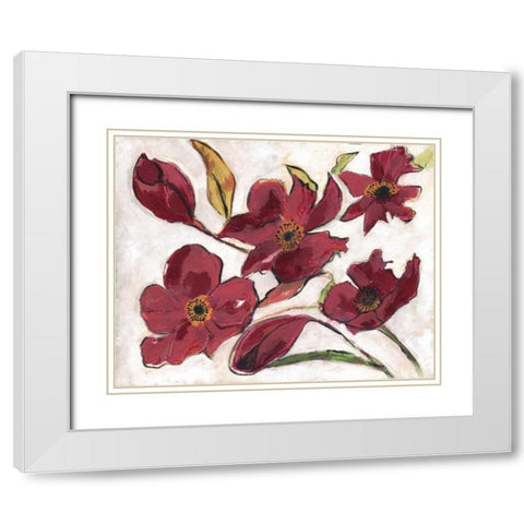 Ox Blood Flora White Modern Wood Framed Art Print with Double Matting by Haynes, Smith