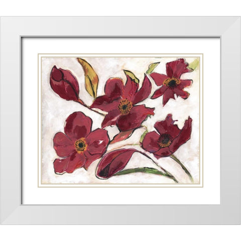 Ox Blood Flora White Modern Wood Framed Art Print with Double Matting by Haynes, Smith