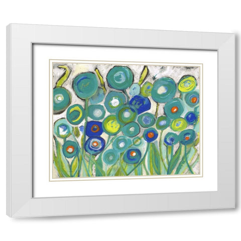 Flora Discs in Seafoam White Modern Wood Framed Art Print with Double Matting by Haynes, Smith
