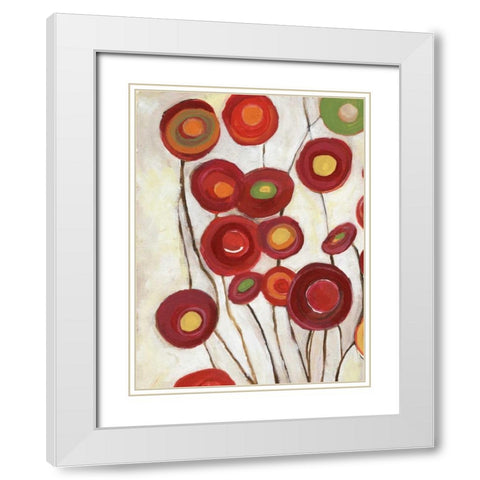 Flora Discs B1 White Modern Wood Framed Art Print with Double Matting by Haynes, Smith