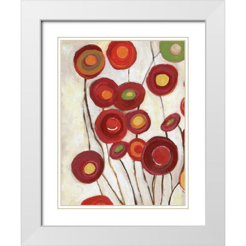 Flora Discs B1 White Modern Wood Framed Art Print with Double Matting by Haynes, Smith