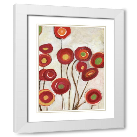 Flora Discs B2 White Modern Wood Framed Art Print with Double Matting by Haynes, Smith