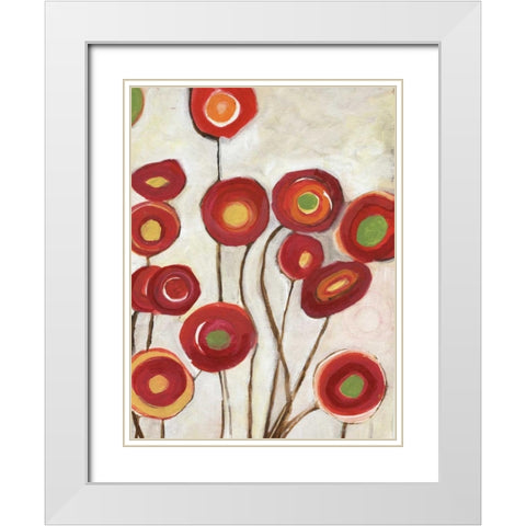 Flora Discs B2 White Modern Wood Framed Art Print with Double Matting by Haynes, Smith