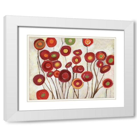 Flora Discs in Reds White Modern Wood Framed Art Print with Double Matting by Haynes, Smith
