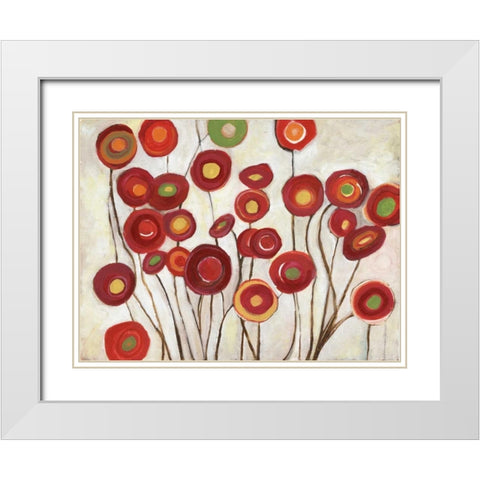Flora Discs in Reds White Modern Wood Framed Art Print with Double Matting by Haynes, Smith