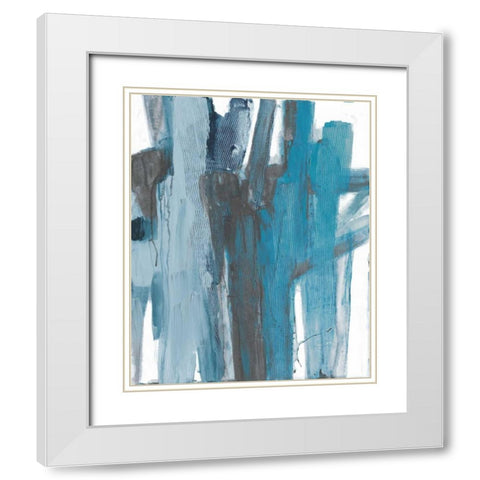Blue Points II White Modern Wood Framed Art Print with Double Matting by Haynes, Smith