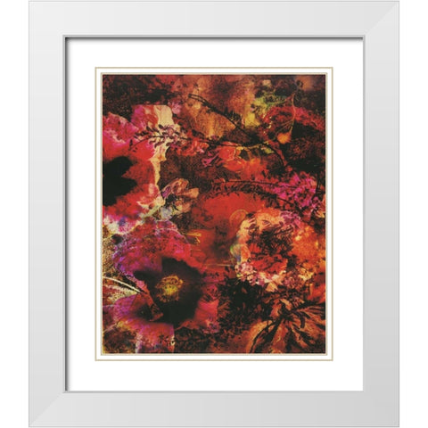 Crimson Florals White Modern Wood Framed Art Print with Double Matting by Haynes, Smith