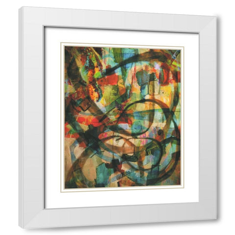 Stained Glass Graffiti White Modern Wood Framed Art Print with Double Matting by Haynes, Smith