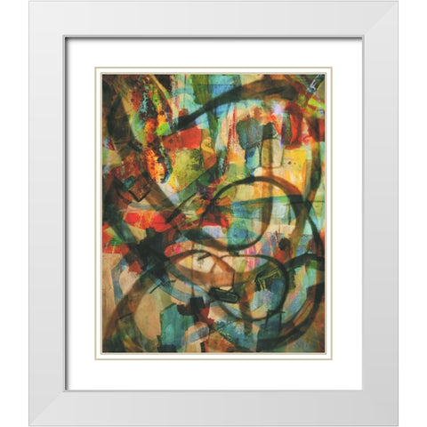 Stained Glass Graffiti White Modern Wood Framed Art Print with Double Matting by Haynes, Smith