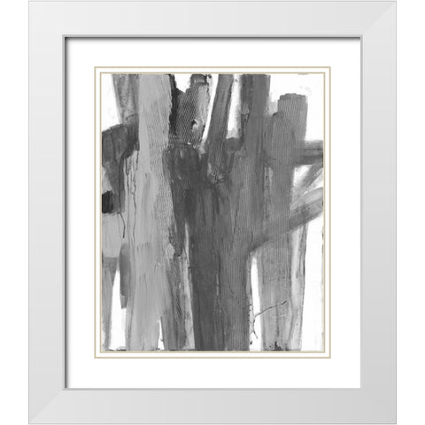 Monochromatic Smears 1 White Modern Wood Framed Art Print with Double Matting by Haynes, Smith