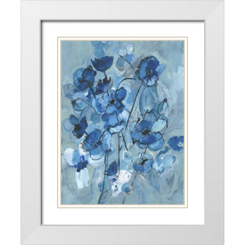 Blue Hue Bouque White Modern Wood Framed Art Print with Double Matting by Haynes, Smith