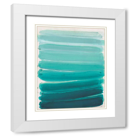 Ombre Teal White Modern Wood Framed Art Print with Double Matting by Haynes, Smith