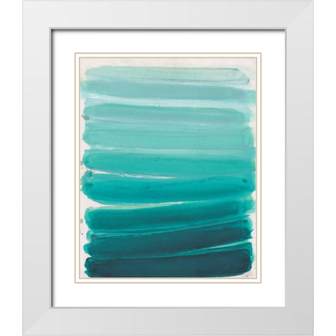 Ombre Teal White Modern Wood Framed Art Print with Double Matting by Haynes, Smith