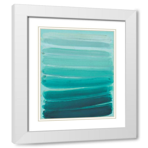 Ombre Teal 2 White Modern Wood Framed Art Print with Double Matting by Haynes, Smith