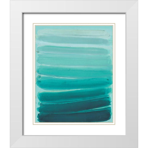 Ombre Teal 2 White Modern Wood Framed Art Print with Double Matting by Haynes, Smith