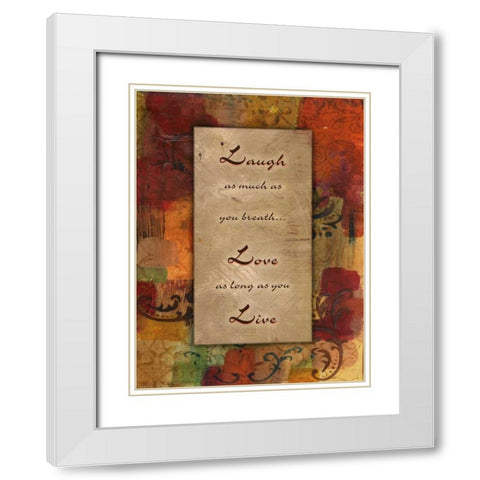 Live Laugh Love Autumn Blooms White Modern Wood Framed Art Print with Double Matting by Haynes, Smith