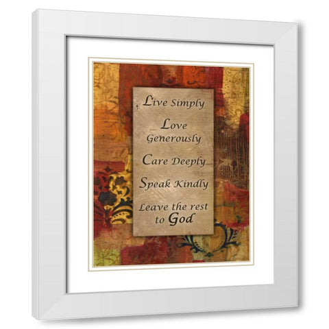Live Simply Damask Autumn Blooms White Modern Wood Framed Art Print with Double Matting by Haynes, Smith