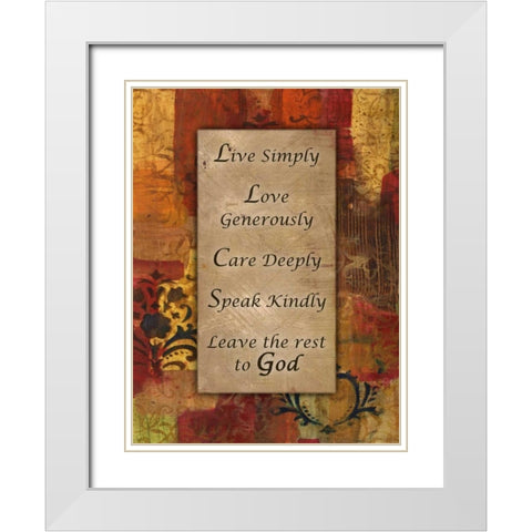 Live Simply Damask Autumn Blooms White Modern Wood Framed Art Print with Double Matting by Haynes, Smith