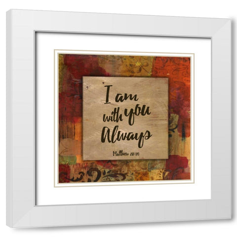 I am with you always Autumn Blooms White Modern Wood Framed Art Print with Double Matting by Haynes, Smith