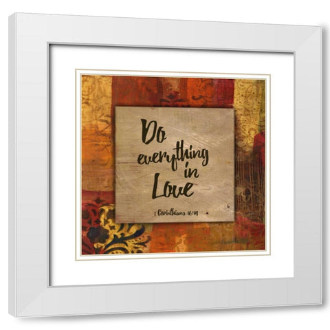 Do Everything in Love Autumn Blooms White Modern Wood Framed Art Print with Double Matting by Haynes, Smith