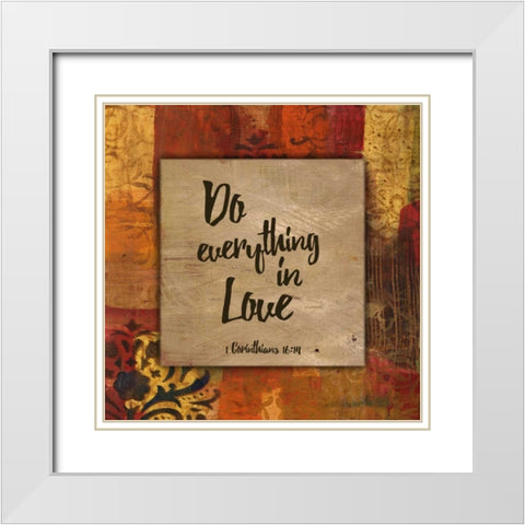 Do Everything in Love Autumn Blooms White Modern Wood Framed Art Print with Double Matting by Haynes, Smith