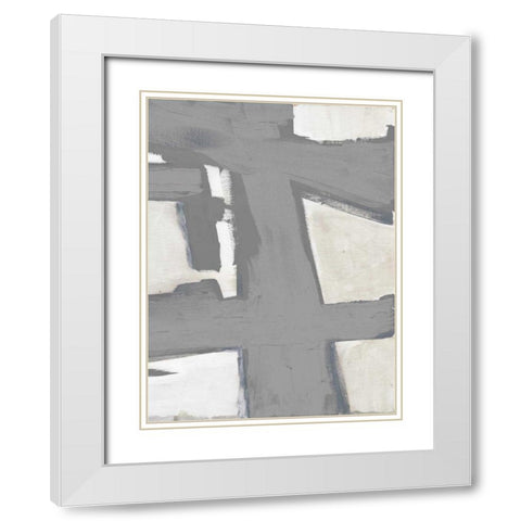 Paint Stroke Mate White Modern Wood Framed Art Print with Double Matting by Haynes, Smith