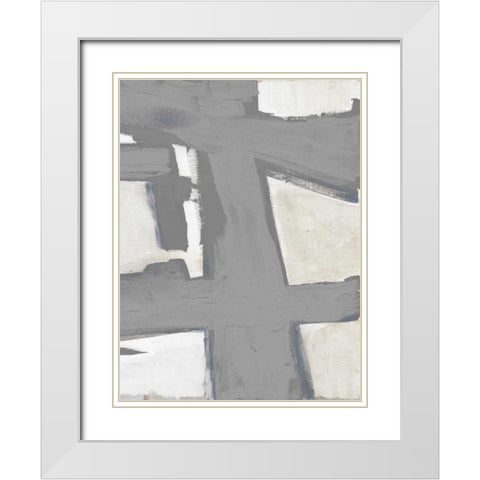 Paint Stroke Mate White Modern Wood Framed Art Print with Double Matting by Haynes, Smith